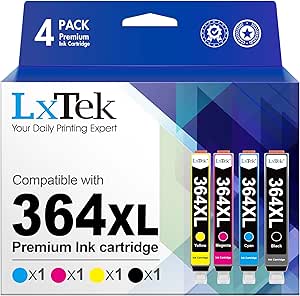 LxTek 364XL Ink Cartridges Compatible for HP 364 364 XL Ink Cartridges Multipack for HP Photosmart 5510 5520 5524 6510 6520 6515 7510 7520 Deskjet 3070A 3520 Officejet 4610 4620 4622