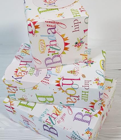 Gift Wrap / Wrapping Paper Pack. 04168A. Happy Birthday, 2 Sheets & 2 Tags