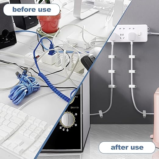 400PCS 4 Sizes Cable Clips White Cable Nail Clips, Strong Electrical Cable Wall Clips Wire Tidy Clips 4mm 6mm 8mm 10mm for Ethernet Cable Telephone Line TV USB Cable
