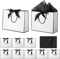 10 Pcs Mother's Day Gift Bags Medium with 10 Tissue Paper Handles Bow Ribbon Multipack Presents Paper Gift bags for Wedding Baby Shower Bridesmaid Party