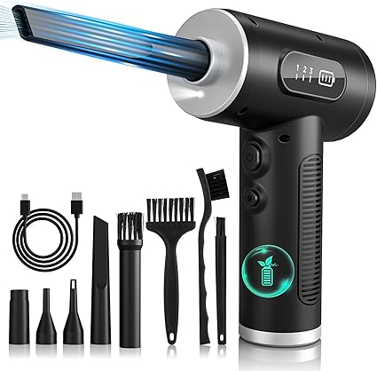 ONEWAY Compressed Air Duster Cleaner for PC, Electric Air Duster Rechargable,Cordless Reusable Air Blower Duster with LED Light,3 Gear Digital Air Duster,Replace Canned Air Duster for Laptop,Keyboard