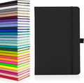 Eco A5 Notebook with Lined Pages, Pen Loop, Ribbon, Date Marks and Paper Pocket, Medium Hardback Journal, Note, sustainably sourced paper (Black)