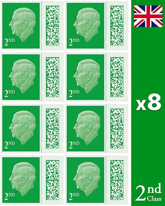2nd Class Stamps (8 Pack) - 2nd Class Stamps - Barcoded Self Adhesive UK Letter Postage - (8 Total)