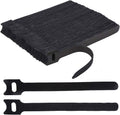 100 x Black Adjustable Reusable Cable Straps, Hook and Loop , Long Cable Ties