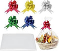 5pcs 36 * 26" Extra Large Easter Gift Bags and Bow for Presents Hamper Baskets Wraps Wrap Packaging Clear Cellophane Hampers Kit Plastic Wrapping Gifts Empty and Bow Bag