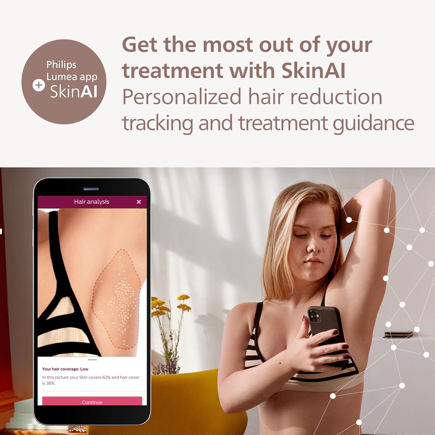 Philips Lumea 9900 Series, IPL Hair Removal Device, Laser Hair Removal Alternative, SenseIQ and SkinAI Technology, 4 Attachments for Body, Face, Bikini and Underarms, Corded & Cordless Use, BRI951/01