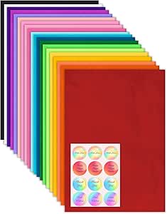 Maara 20 Large Multi Coloured Tissue Paper for Wrapping Gifts 50X75CM, Acid Free Tissue Paper Sheets for Packaging Packing Gift Boxes Gift Bags with Stickers, Perfect for Crafting for Kids