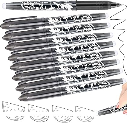 8 Erasable Pens Black Eraser Pen, Rub Out with Rubbers on the End, Pen Eraser, Gel Pens that Out, Cool Gel Ink Pen for Writing Stationary Office School Supplies Gifts for Teacher