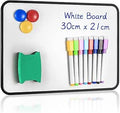 Dry Erase Whiteboards, A4 Size Small Double Sided White Boards, with Dry Erase Pens, Eraser, Magnets for School Home Office Classroom Students Drawing Writing - 30x21 cm