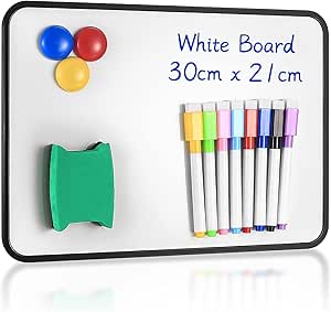 Dry Erase Whiteboards, A4 Size Small Double Sided White Boards, with Dry Erase Pens, Eraser, Magnets for School Home Office Classroom Students Drawing Writing - 30x21 cm
