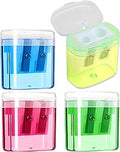 4-in-1 Pencil Sharpeners - Manual, Dual Hole, Covered, for Kids, Students, Home & Office