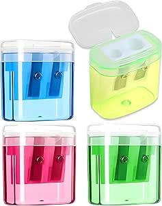 4-in-1 Pencil Sharpeners - Manual, Dual Hole, Covered, for Kids, Students, Home & Office