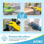 AIDEA Microfibre Cleaning Cloths, Pack of 8, Reusable Lint-Free, 30×30 cm, Grey