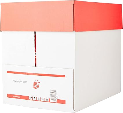5 Star Office Value Copier Paper Multifunctional Ream-Wrapped 75gsm A4 White - 1 box containing 5 Re