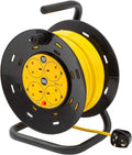 Extension Lead 30m Heavy Duty Cable Reel, 4 Socket Cord Reel UK Plug Socket with Thermal Cut-Out Protection 13A Fused Plug