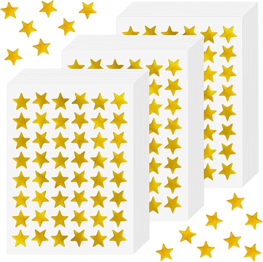 Prasacco 1440 Counts Small Gold Foil Star Stickers, Gold Star Stickers for Kids Reward Students Teachers, 0.5" Diameter Golden Stars Stickers