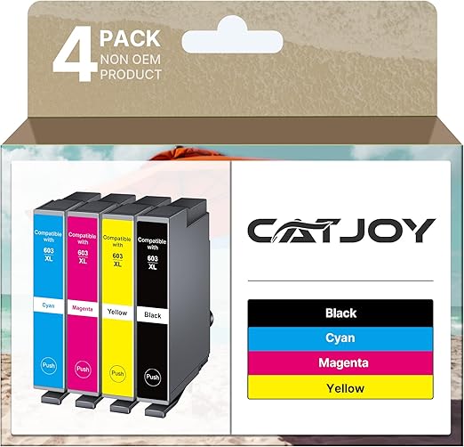 603XL Ink Cartridges Multipack Replacement for Epson 603 XL for Expression Home XP-3100 XP-4100 XP-2100 XP-2105 XP-3105 Workforce WF-2810 WF-2830 WF-2835 (Black Cyan Magenta Yellow，4-Pack)