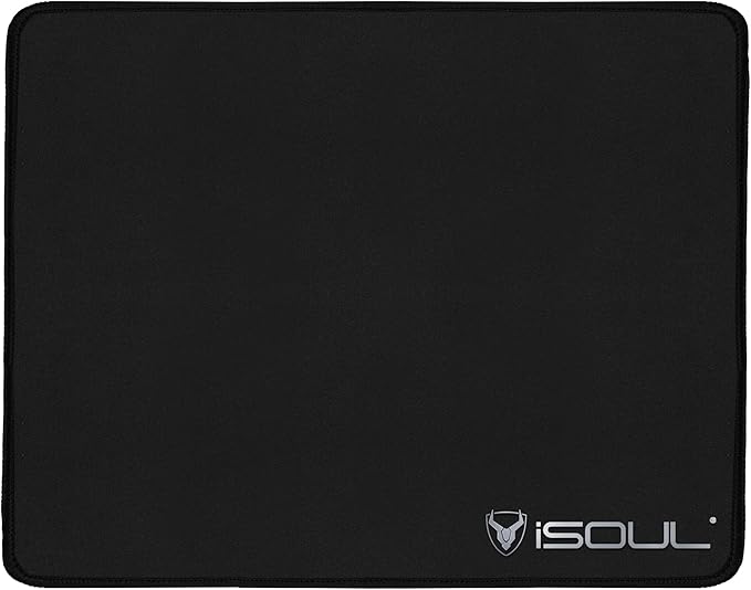 iSOUL Mouse Pad, Mice Pad with Non-Slip Rubber Base, Mouse Mats for Computers Durable Stitched Edges, Neoprene Smooth Surface for Laser and Optical Mouse Mat, Black