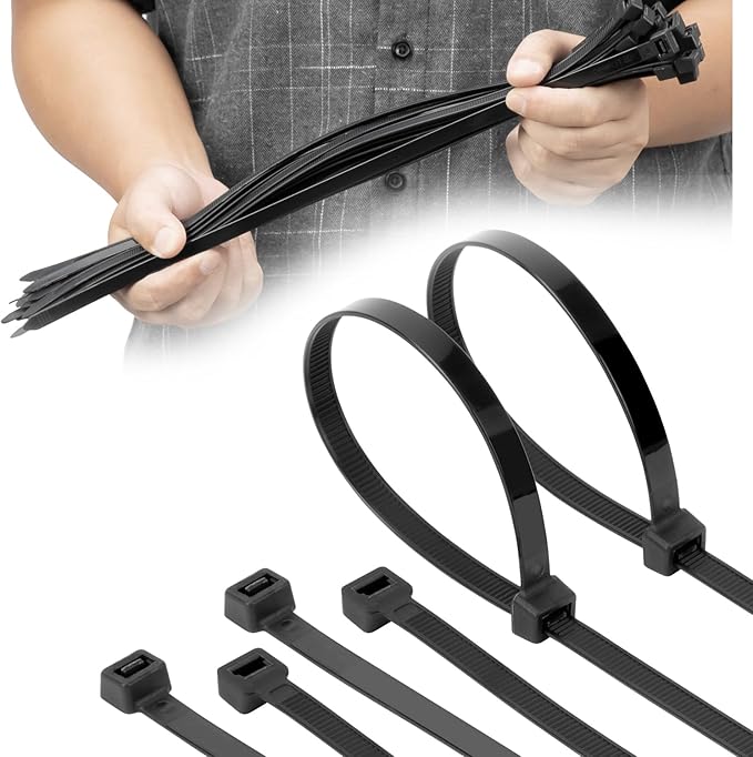 50pcs 450mm x 9mm Long Heavy Duty Cable Tie Wide UV Resistant 80KGS/175LBS Tensile Strength for HVAC Outdoor Construction,Ultra Strong Self Locking Extra Long Zip Tie Wraps(Black)