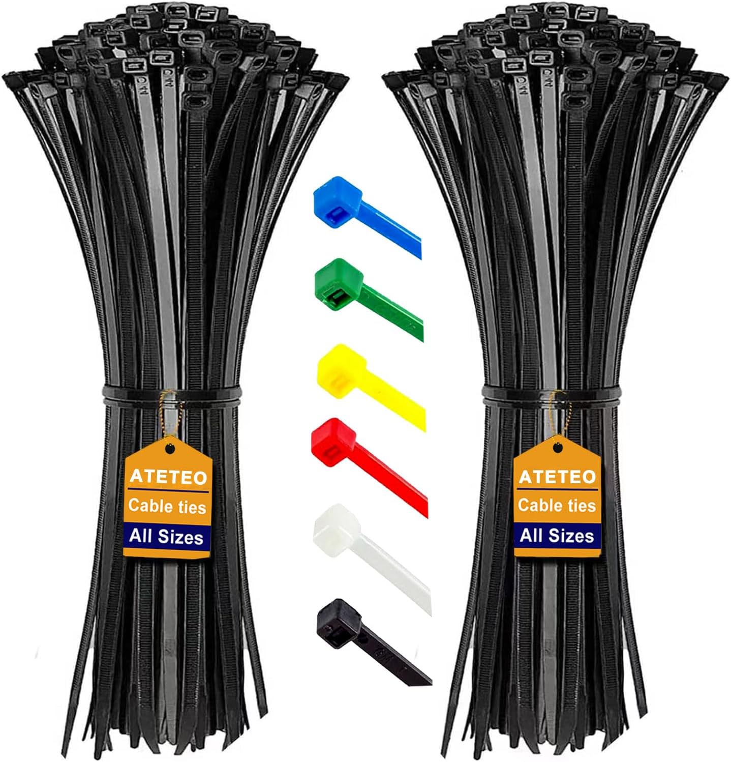 Cable Ties, 200 Pack Black Cable Zip Ties Nylon Self Locking tie Wraps 100/150/200/250/300/370/400/500/600/650/760/1200 mm