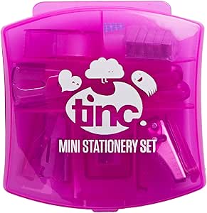 Tinc Mini Stationery Set – Pink | Tape Dispenser, Scissors, Stapler, Staple Remover, Hole Punch, Sharpener. Great for School Visit the Tinc Store