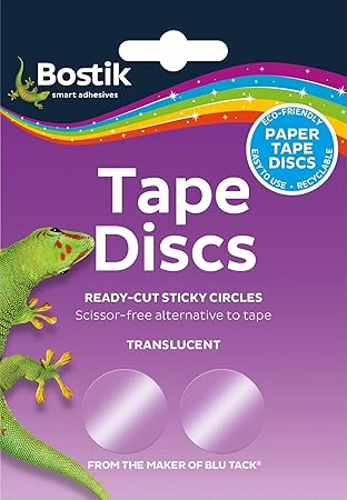 Bostik Tape Discs Translucent - 120 Discs - Easy Way to Wrap Presents - Made of Paper - Eco-Friendly - Recyclable - UKCA and CE approved