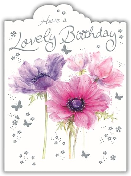 Noel Tatt General Female Birthday Card for Women/Girls - Watercolour Flowers Embossed with Foil & Scallop Edge - Eco-Friendly & Recyclable