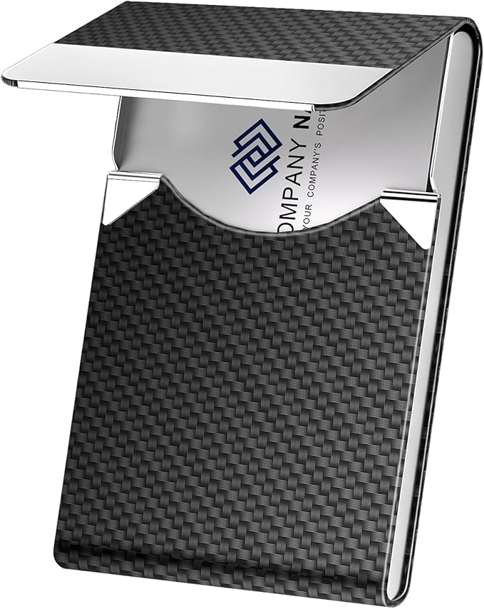 Business Card Holder, Metal Business Card Case Pocket, Card Holder for Women & Men, Professional PU Leather Business Card Holders RFID Blocking Name Card Holder Case with Magnetic Clasp