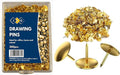 JKG® 300 x METAL DRAWING PUSH PINS - GOLD NOTICE BOARD PUSH PINS | Pins For Cork Board, Bulletin Pin Board, Thumb Tacks For Office Work Desk, Arts Crafts, Pin Art | Map Marking Pins (In Plastic Box)