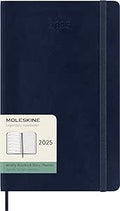 Moleskine Weekly Planner, Weekly Agenda with Space for Notes 12 Months 2025, Soft Cover and Elastic Closure, Sapphire Blue Color, Large Format 13x21 cm