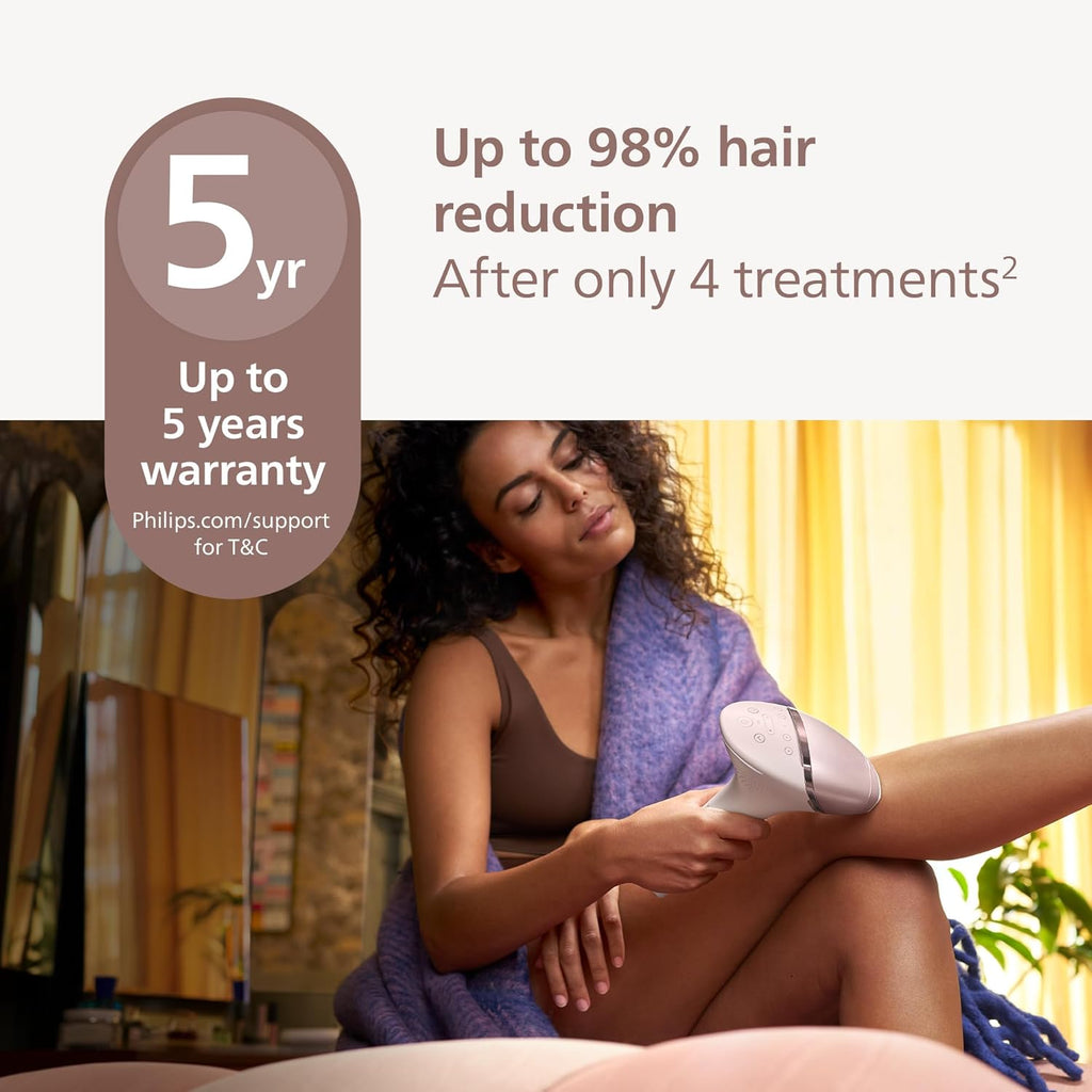 Philips Lumea 9900 Series, IPL Hair Removal Device, Laser Hair Removal Alternative, SenseIQ and SkinAI Technology, 4 Attachments for Body, Face, Bikini and Underarms, Corded & Cordless Use, BRI951/01