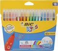 BIC Kids Kid Couleur Felt Tip Colouring Pens - Assorted Colours, Water-Based, Cardboard Wallet of 18