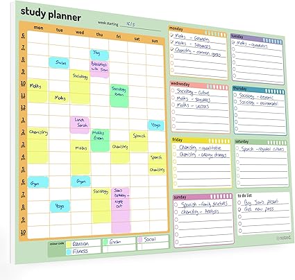 Study and Revision Planner Pad for Students - 52 thick A4 sheets for school, college and university revision and exams - Academic Planner