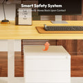 SANODESK 110 * 54 Electric Standing Desk ONE PIECE Height Adjustable Standing Desk With Memory Smart Panel Sit Stand Table With Hooks and Cupholder for Home Office (White Frame+ Maple Desktop)