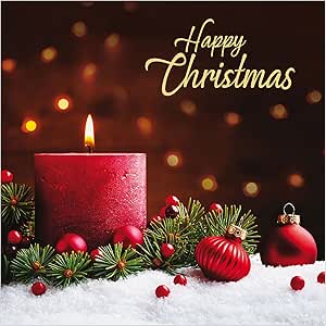 Christmas cards pack - Red Candle, 10 Christmas cards 2025 with 10 white envelopes - Designed, printed and hand-packed in the UK, by Just Cards Direct