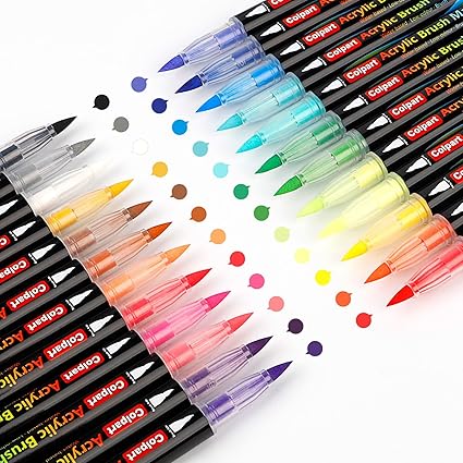 Paint Pens Acrylic Markers-24 Colours Nail Art Stifte Set für DIY Nageldesign Adults Christmas Egg Pumpkins Supplies-24 Farben Acryl Marker mit feiner Spitze