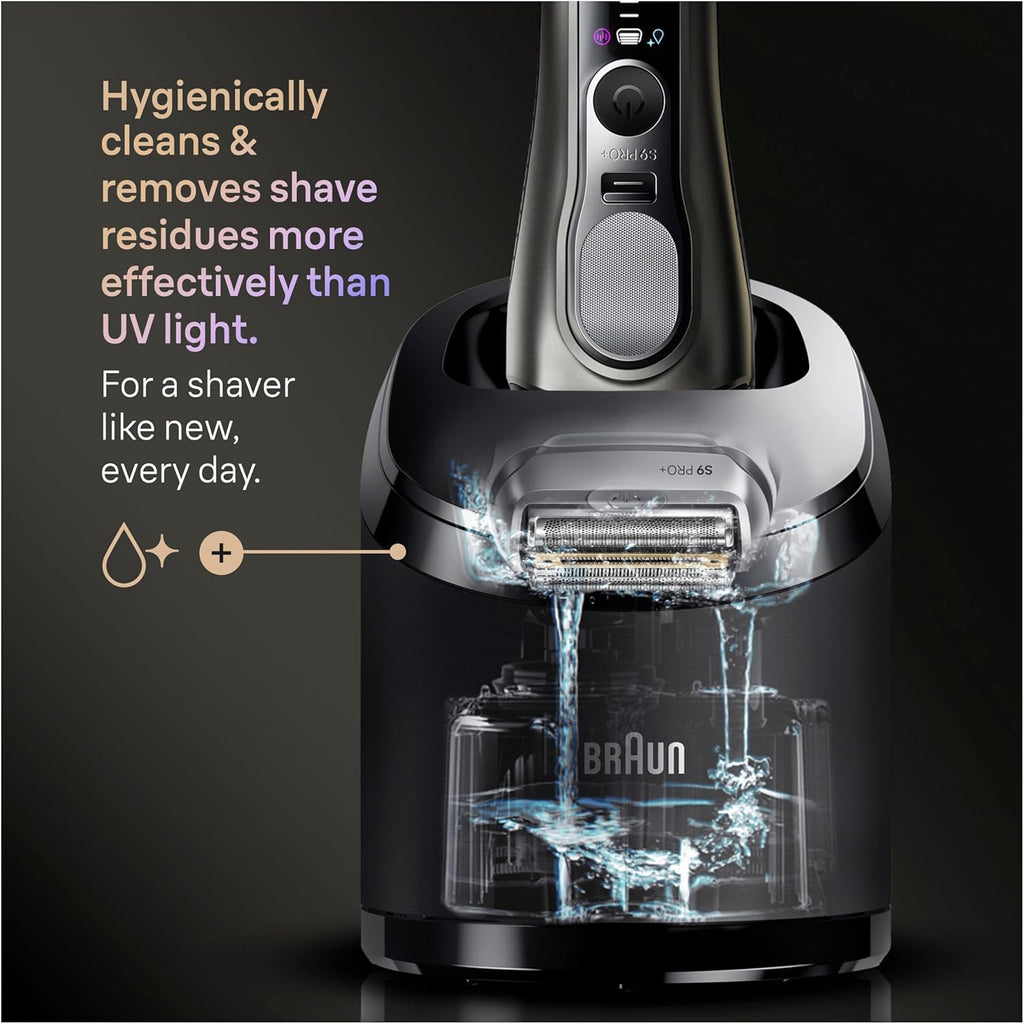Braun Series 9 PRO+ Electric Shaver for Men, 9665CCE, Graphite - Wet & Dry Electric Razor, 5+1 Ultra Thin Precision Blades, Pro SensoAdapt Technology, 6in1 SmartCare Center, 60 min Runtime
