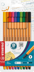STABILO point 88 - Fineliner - Pack of 10 - Assorted Colours