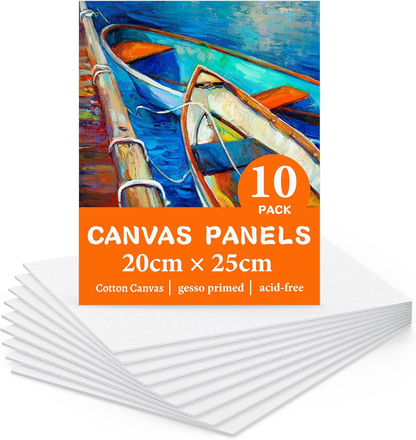 10 Packs Canvas for Painting 20X25cm (8''x10''), Cotton Acid-Free Blank Canvas Panels for Acrylic & Oil & Watercolor, for Professional Artist, Hobby Painters & Beginners
