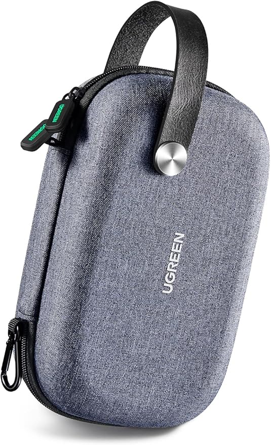 UGREEN Travel Accessories Bag, Portable Cable Organiser Travel Electronics Organiser Small Gadget Cable Bag Pouch, Hard Case for Charger Adapter Power Bank Hard Drive(Grey)