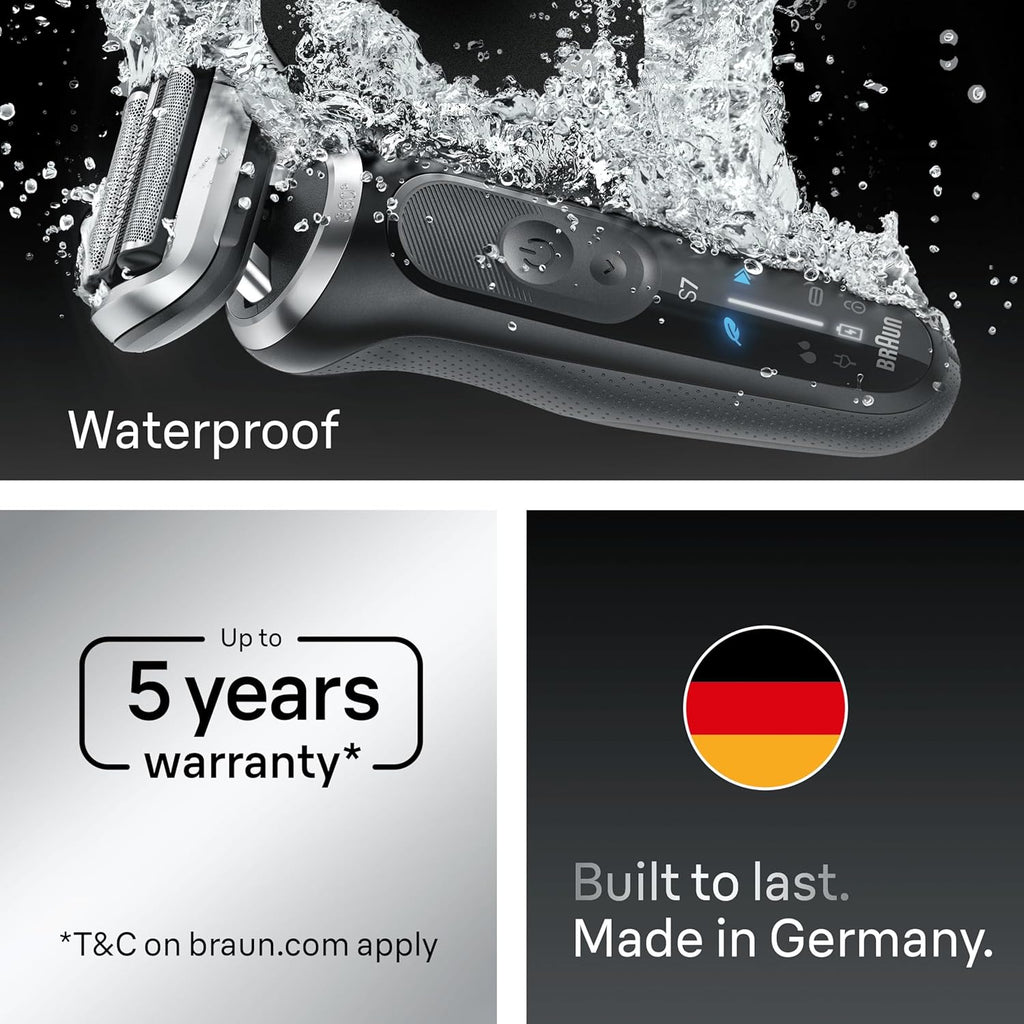 Braun Series 7 Electric Shaver, Up to 60 min, Cordless, Wet & Dry Razor for Men with Precision Trimmer Attachment, 100 Percent Waterproof, 72-N1200SI, Black