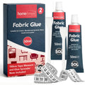 SOL 2pk x 50ml Fabric Glue Strong with Spreader & Tape Measure - Scout Badge Adhesive for Crafts, Upholstery, Material, Textile, Felt or Wool - Waterproof, Flexible, Fast Drying, Durable Bond