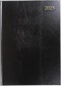 Collins Essential 2025 A4 Week to View Leather Hardback Diary ESSA43.99-25 Black