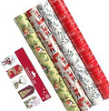 5 x 7M Christmas Traditional Wrapping Paper roll 70CM Large Wrap to Pack Presents With 20 Gift Tags (35m)