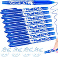 8 Erasable Pens Blue - Rub Out Pens Erasable Gel Pens with Rubbers on the End, Cool Friction Pen with Eraser, Ballpoint Writing Pen that Rub Out, Stationary Office Supplies School Gifts for Teacher