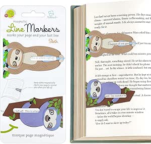 Gifts for Readers & Writers Magnetic Line Bookmarks 2-Piece Set, Sloth