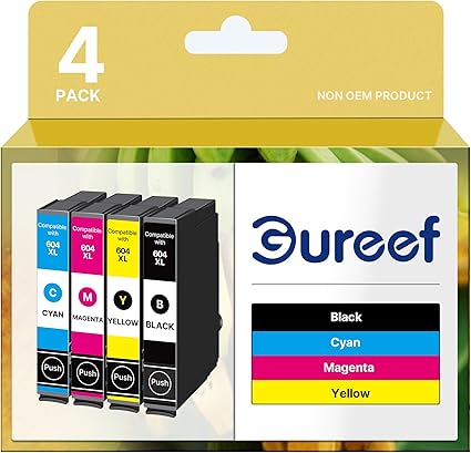 604XL Ink Cartridges Replacement for Epson 604 Ink Cartridge Multipack for Epson XP2200 ink cartridges Expression Home XP-2205 XP-3200 XP-3205 XP-4200 XP-4205 Workforce WF-2930 WF-2935 (4 Pack)