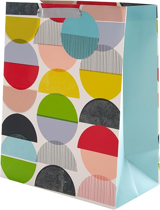 Hallmark Large Gift Bag, Fun Geometric Circles Design, for Birthday, Retirement, Fathers Day, Blue