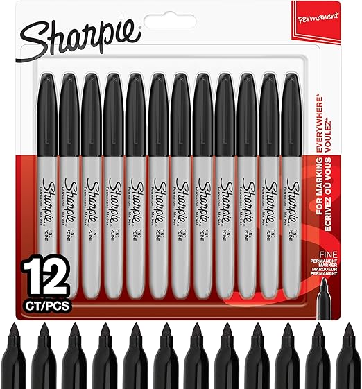 Sharpie Permanent Markers | Fine Point for Bold Details | Black Ink | 12 Marker Pens
