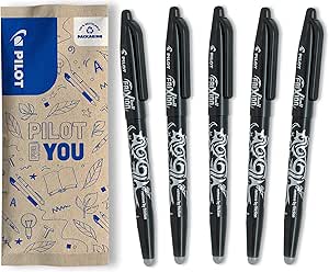 PILOT - FriXion Ball Erasable Pen - 0.7mm Tip Rollerball - 5 x Black Pens